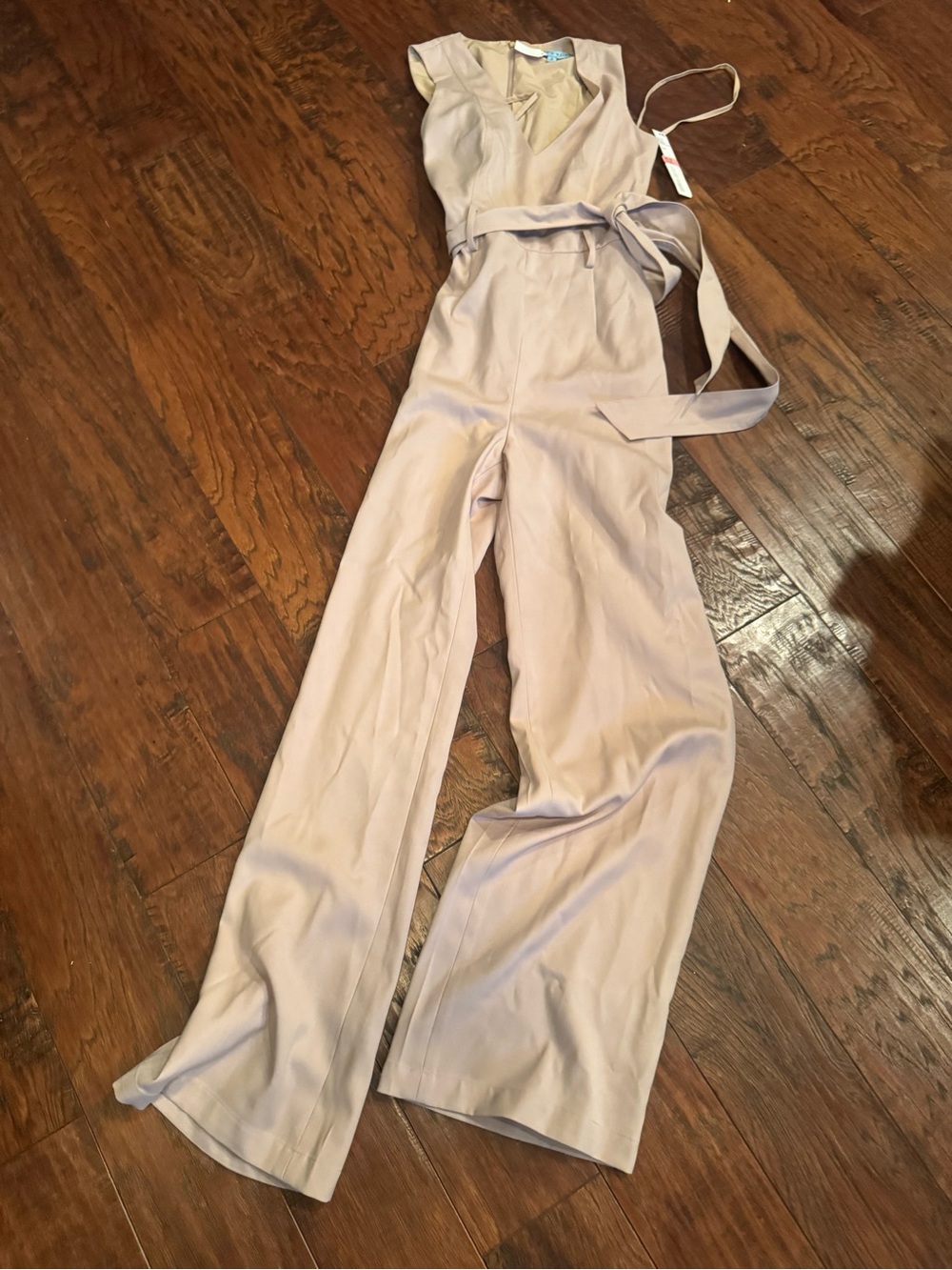Sleeveless Wide-Leg Jumpsuit in Light tan